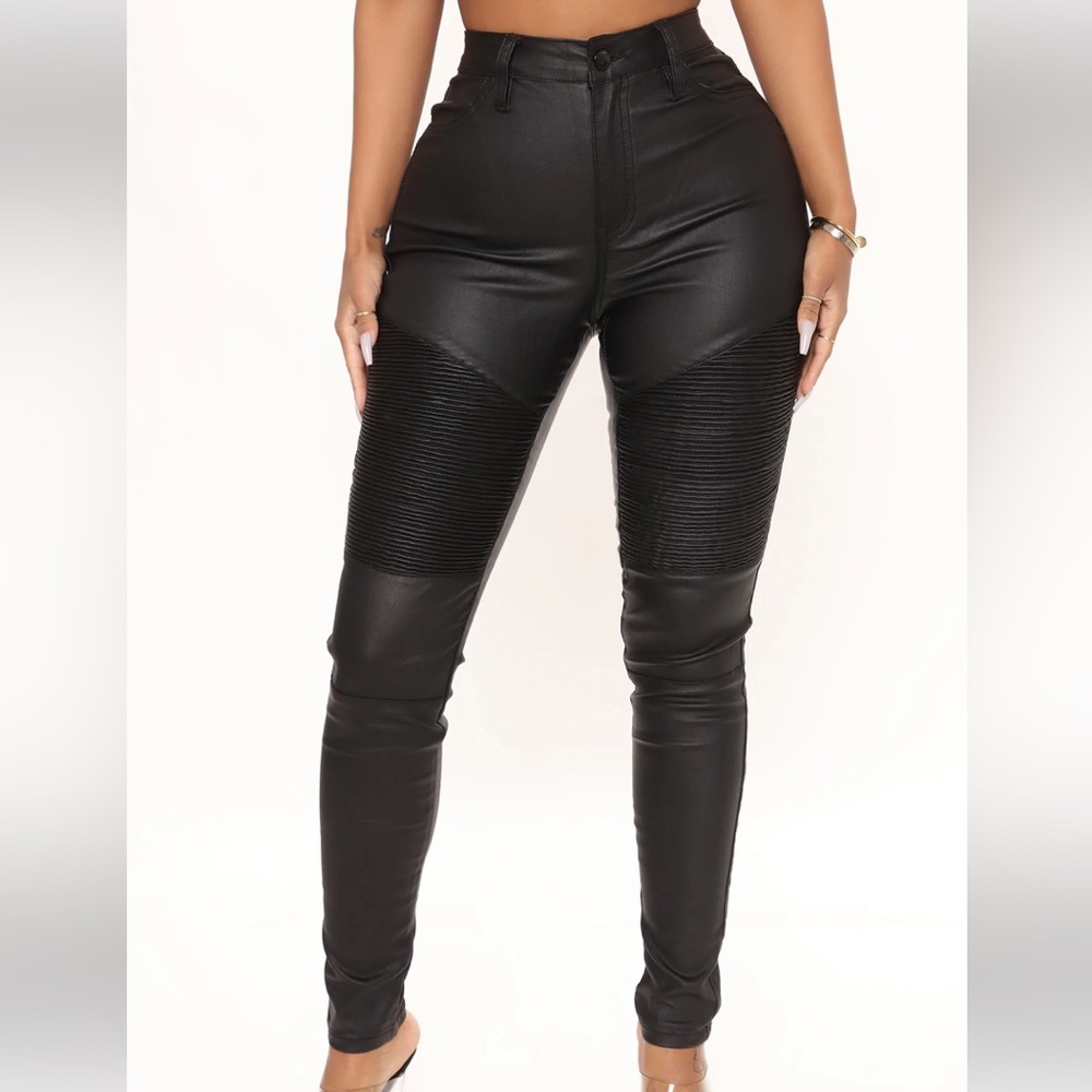 PU Leather Biker Pants